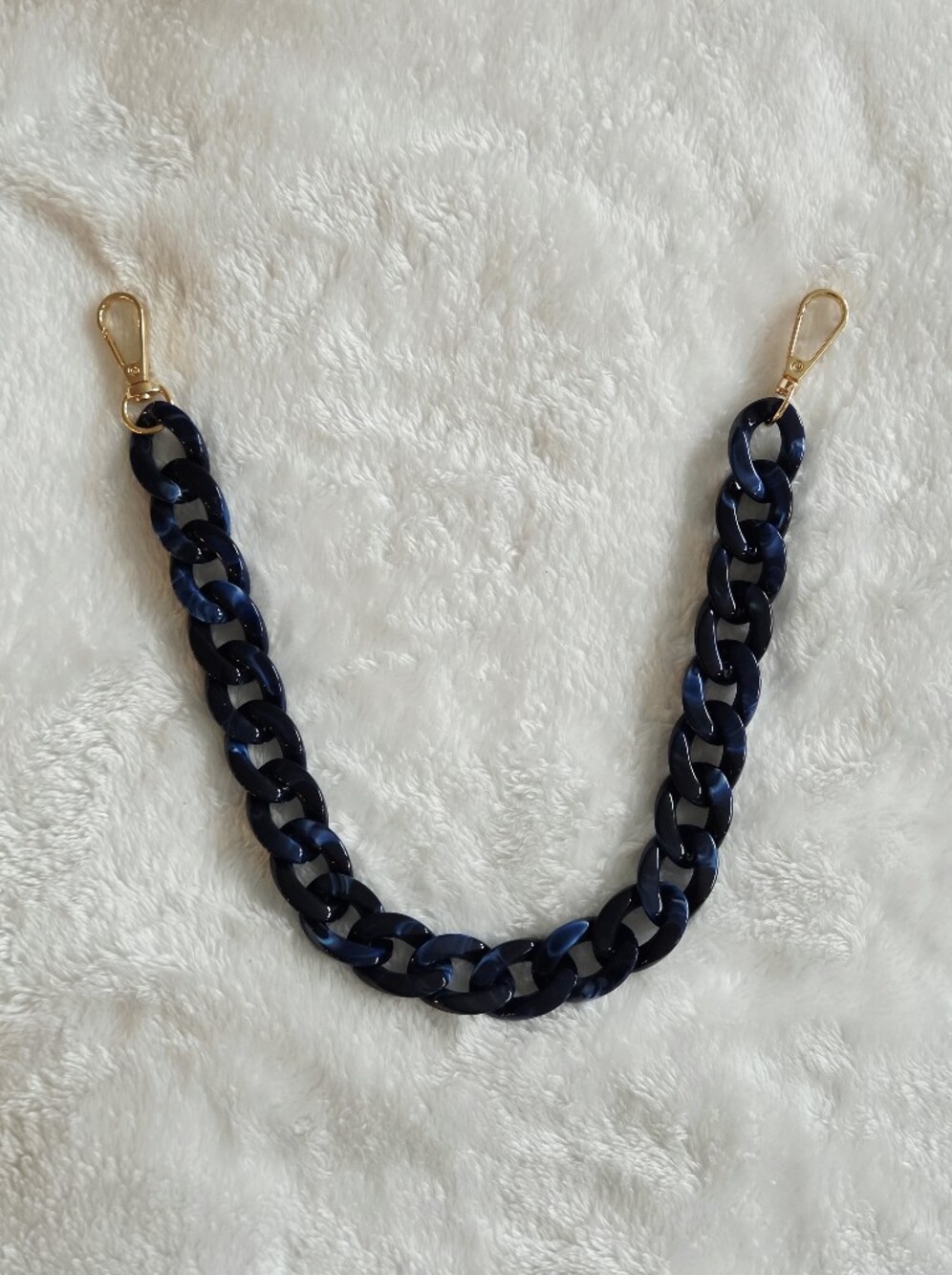 Navy Chain-Link Bag Strap with Gold Hardware Beautiful Bag Chain